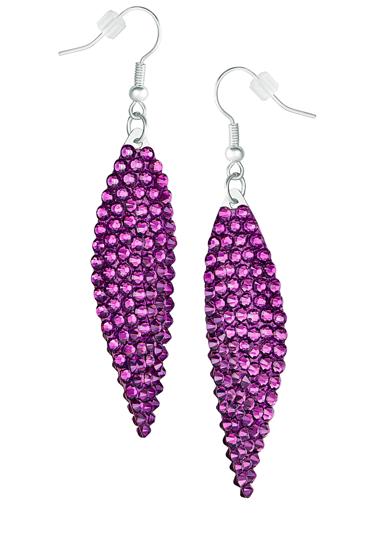 Zerlina Swarovski Rhinestone Leaf Drop Earrings Amethyst ZP210-Amethyst