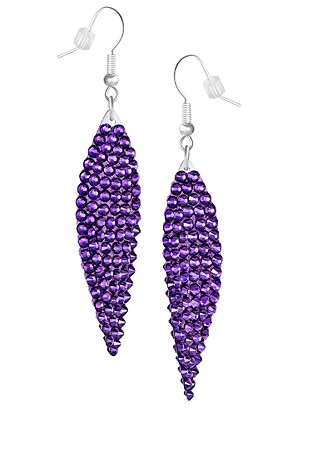Zerlina Swarovski Rhinestone Leaf Drop Earrings Purple Velvet ZP211-Purple Velvet