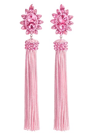 Zerlina Crystallized Pink Fringe Earrings Light Rose FC310-Light Rose