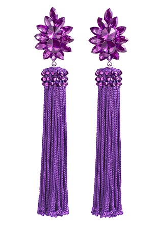 Zerlina Crystallized Purple Fringe Earrings Amethyst FC314-Amethyst