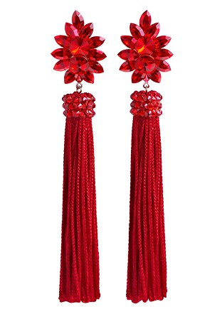 Zerlina Crystallized Red Fringe Earrings Light Siam FC309-Light Siam