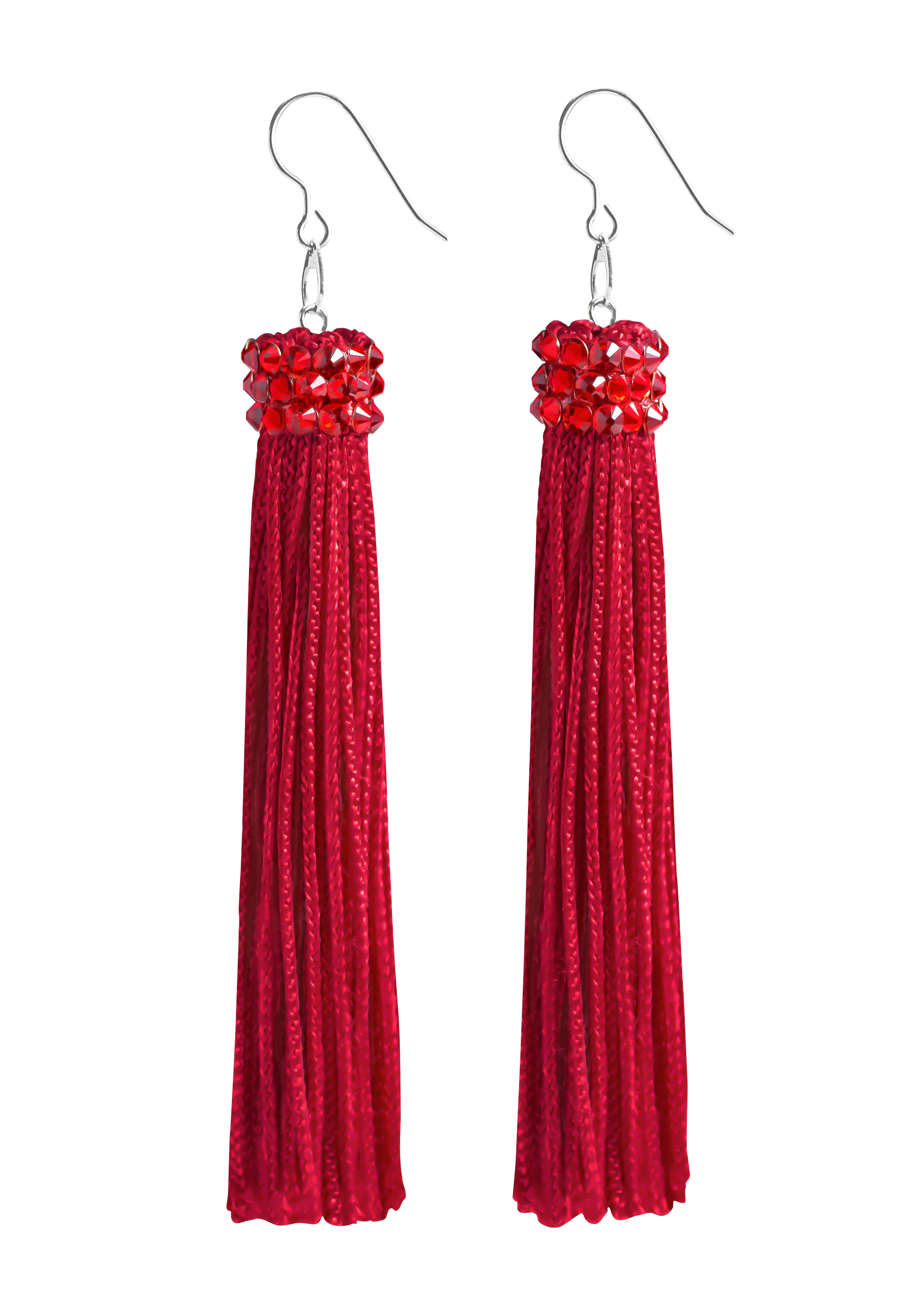 Zerlina Flamenco Fringe Rhinestone Earrings Light Siam FC409-Flamenco