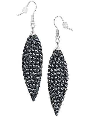 Zerlina Swarovski Rhinestone Leaf Drop Earrings Jet Hematite ZB203-Jet Hematite