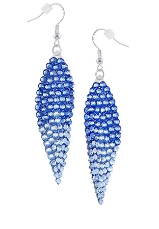 Zerlina Swarovski Rhinestone Leaf Drop Earrings Sapphire & Light Sapphire ZB211-Sapphire & Light Sapphire