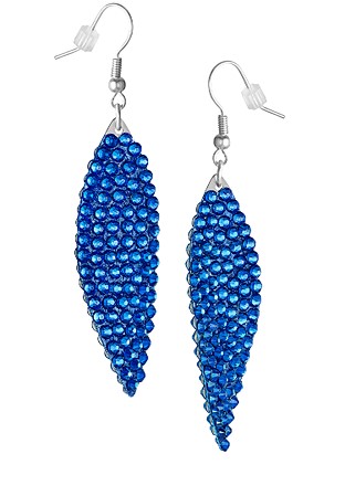 Zerlina Swarovski Rhinestone Leaf Drop Earrings Capri Blue ZB213-Capri Blue