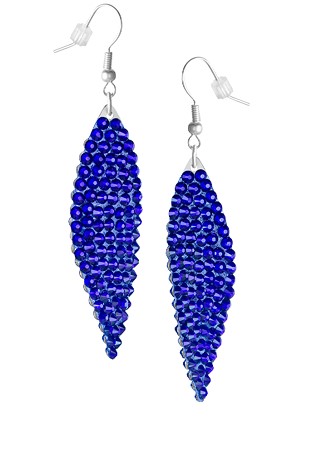 Zerlina Swarovski Rhinestone Leaf Drop Earrings Cobalt Blue ZB214-Cobalt Blue