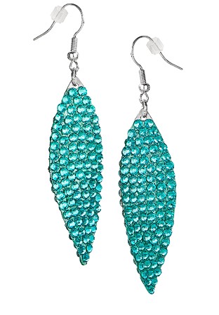 Zerlina Swarovski Rhinestone Leaf Drop Earrings Light Turquoise ZG202-Light Turquoise