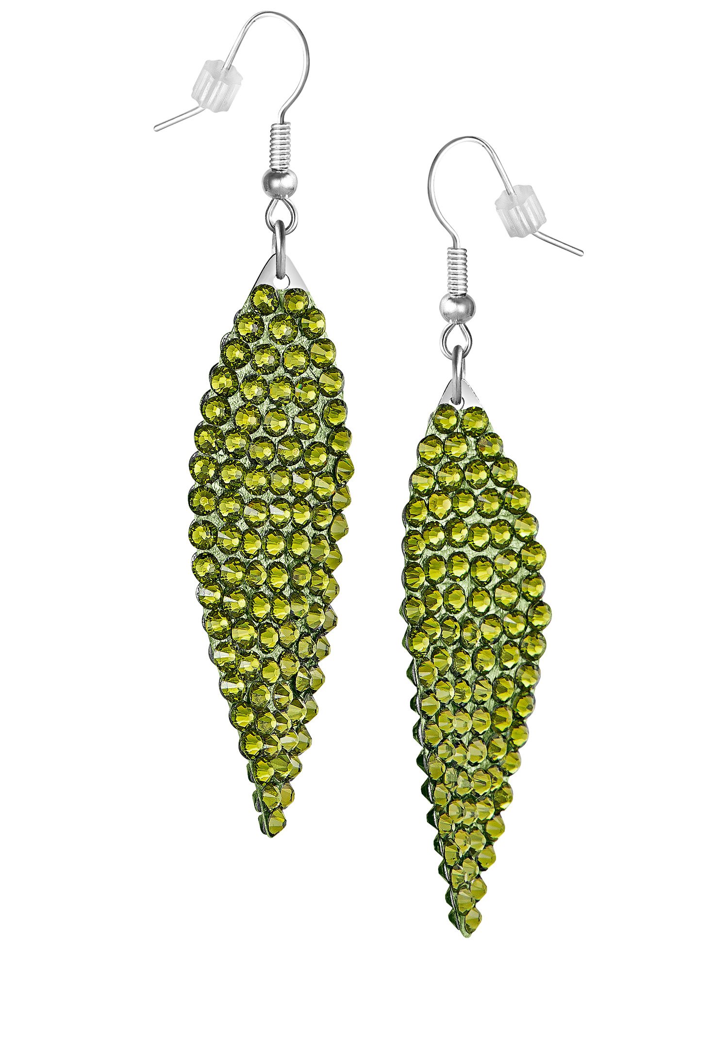 Zerlina Swarovski Rhinestone Leaf Drop Earrings Olivine ZG205-Olivine