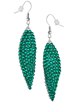 Zerlina Swarovski Rhinestone Leaf Drop Earrings Emerald ZG206-Emerald