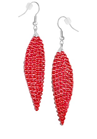Zerlina Swarovski Rhinestone Leaf Drop Earrings Light Siam ZR202-Light Siam