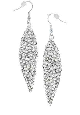 Zerlina Swarovski Rhinestone Leaf Drop Earrings Crystal ZC201-Crystal