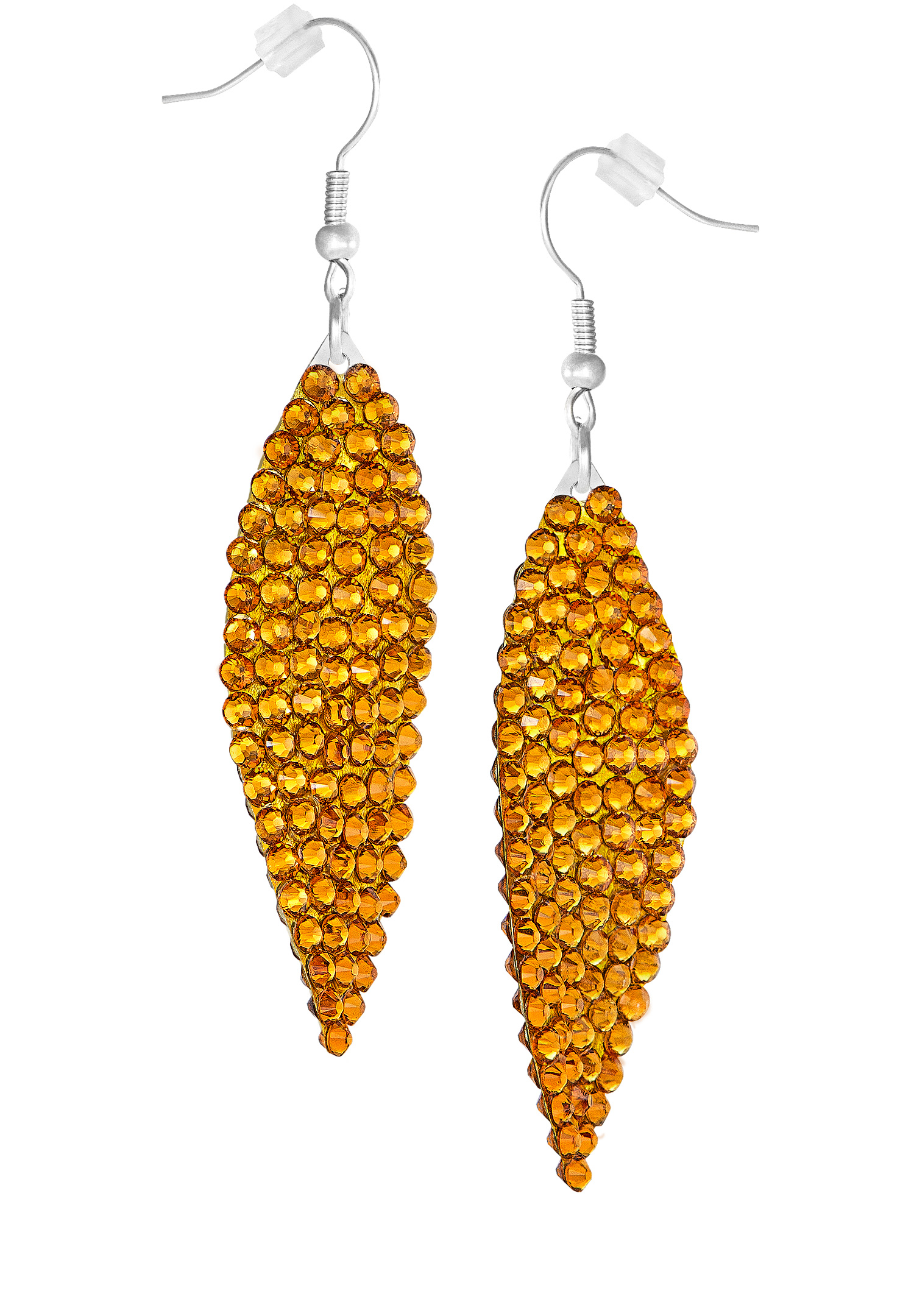 Zerlina Swarovski Rhinestone Leaf Drop Earrings Topaz ZY205-Topaz