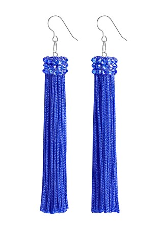Zerlina Sapphire Fringe Rhinestone Earrings Sapphire FC407-Sapphire