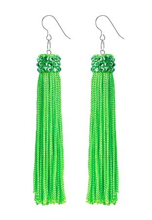 Zerlina Spring Fringe Rhinestone Earrings Peridot FC408-Spring