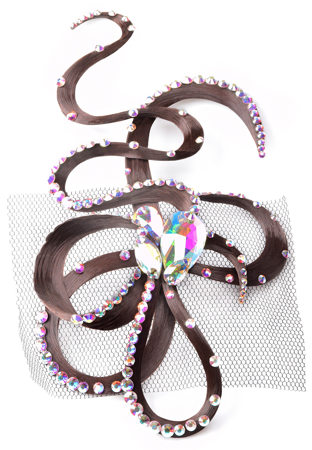 Taka Teardrop Crystal Hair Piece HO-006-Dark Brown