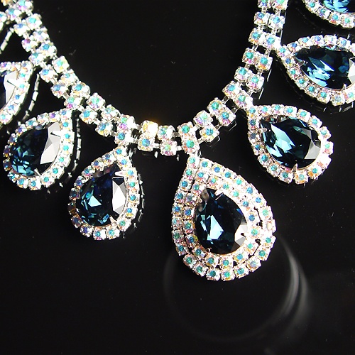 Rhinestone Necklace N880183 CB-Aquamarine