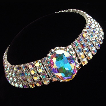Rhinestone Necklace NR880250 CAB-Crystal AB