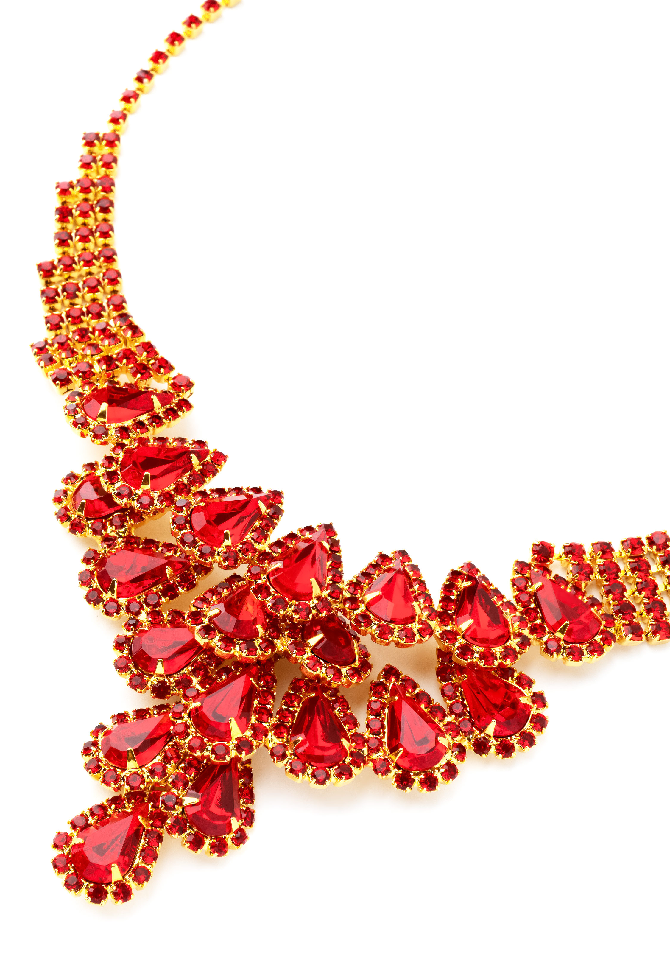 Rhinestone Necklace N8803 LSMGD-Light Siam