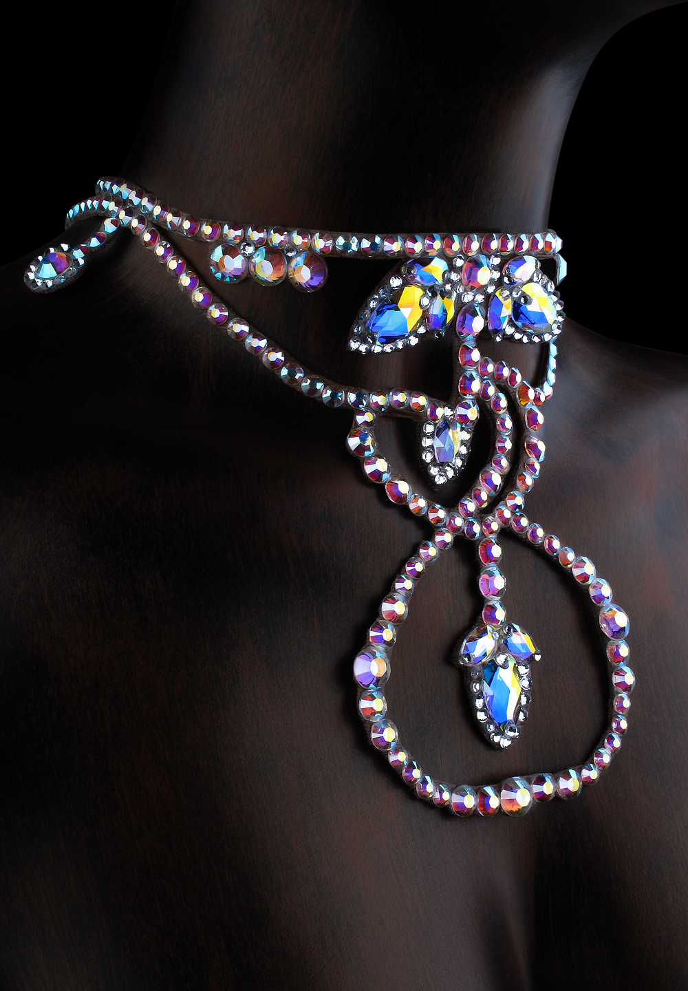 Serena Rhinestone Choker CK-505-Crystal AB