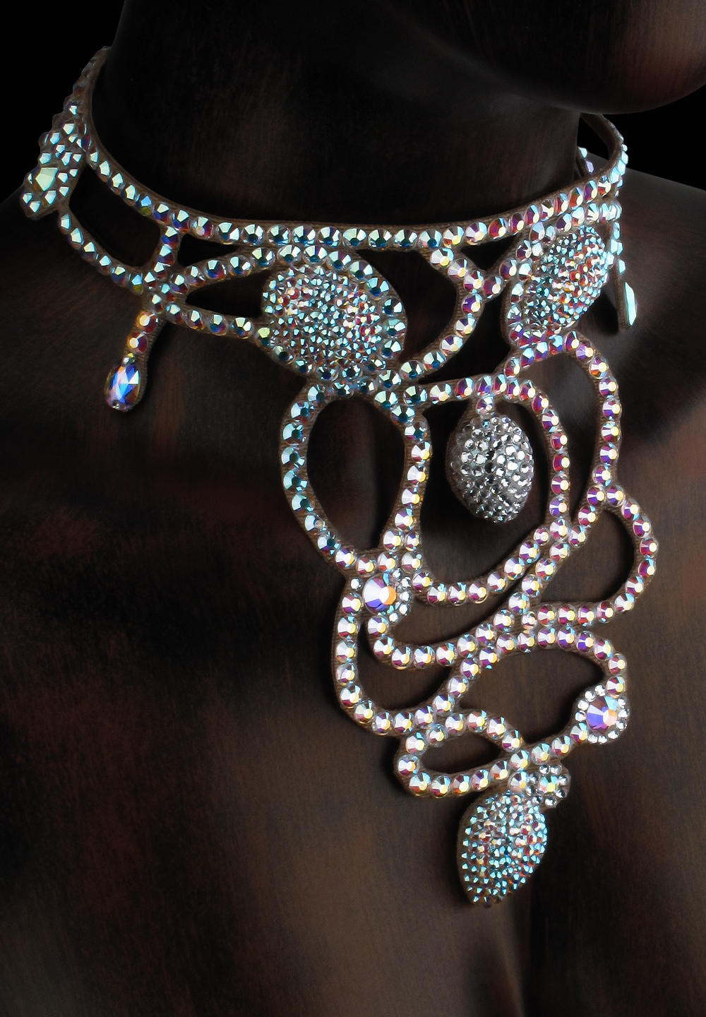 Serena Rhinestone Choker CK-513-Crystal AB