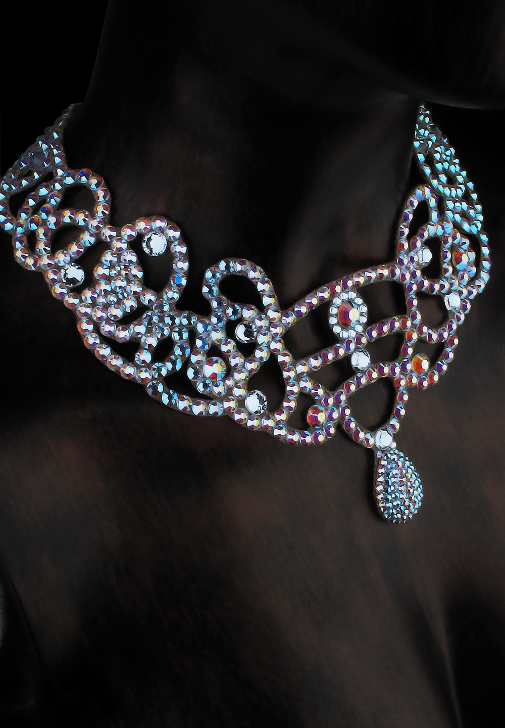 Serena Rhinestone Choker CK-516-Crystal AB