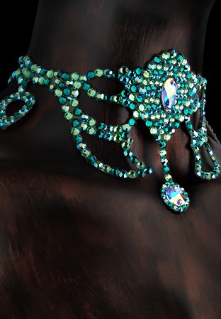 Serena Rhinestone Choker JLN537-Emerald / Peridot