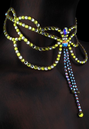 Serena Rhinestone Choker CK-539-Citrine / Jonquil