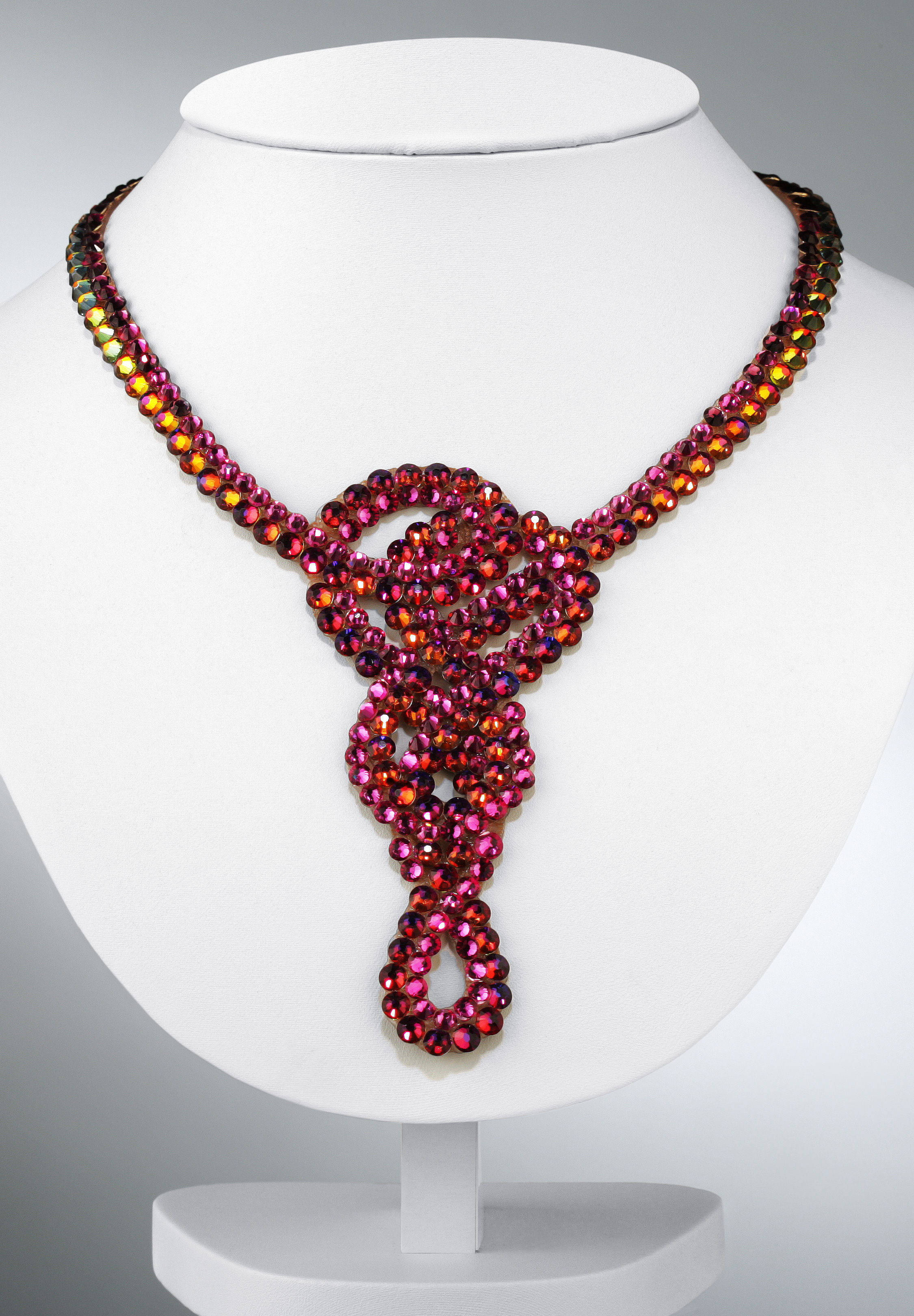 Zdenka Arko Fuchsia & Volcano Rhinestone Necklace NC11007-08-Fuchsia / Volcano 
