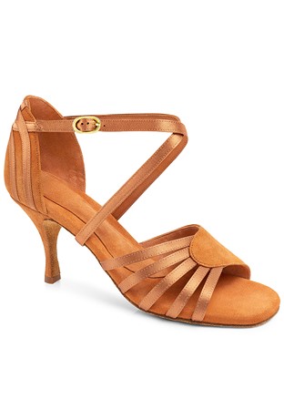 2HB Ladies Latin Dance Shoes Leidy-Copper Suede / Copper Satin