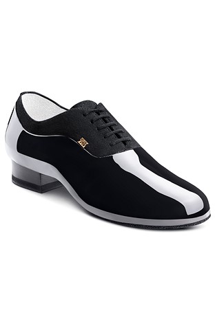 2HB Mens Ballroom Shoes 2001-Black Patent / Black Suede
