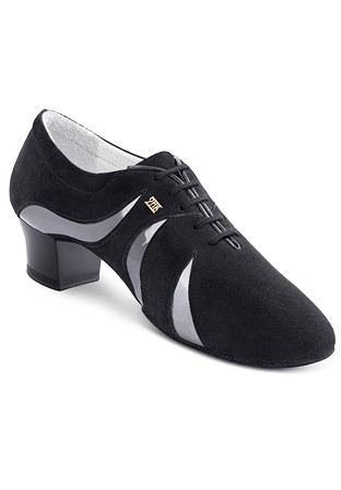 2HB Mens Latin Competition Shoes 5602SF-Black Suede / Black Patent