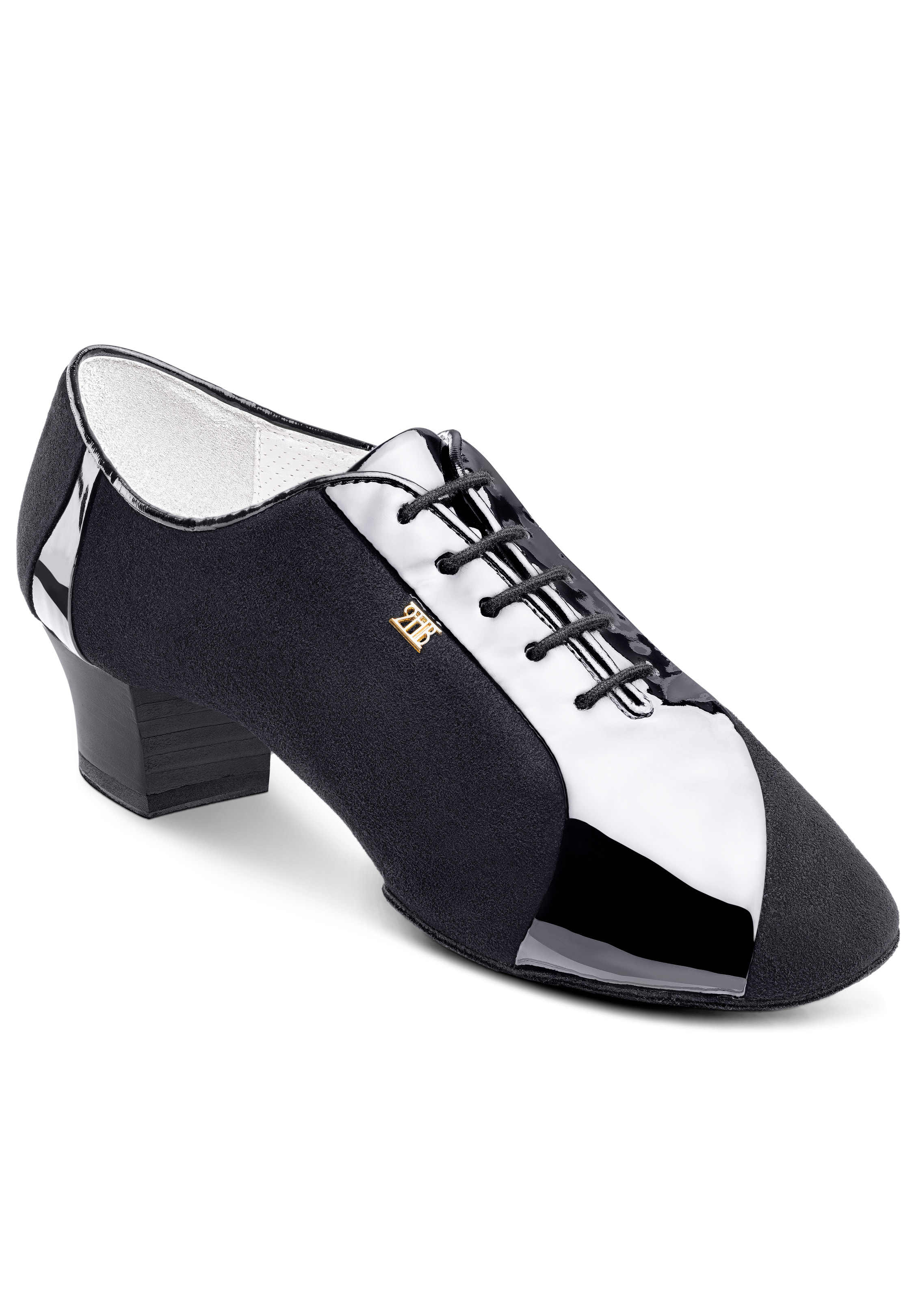 2HB Mens Latin Competition Shoes 5603SF-Black Suede / Black Patent