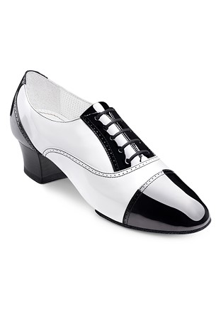 2HB Mens Latin Dance Shoes 71907SF-Black / White Patent
