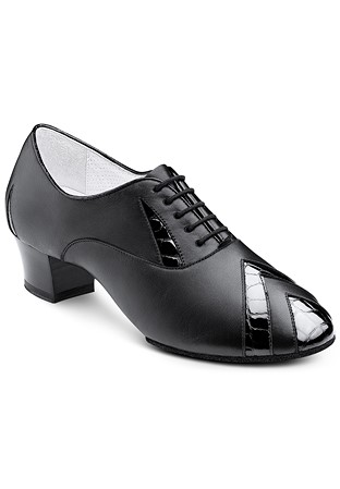 2HB Mens Professional Latin Shoes 71934SF-Black Calf / Black Crocodile