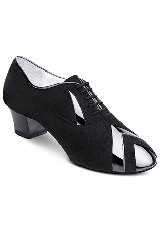 2HB Mens Professional Latin Shoes 71934SF-Black Patent / Black Suede