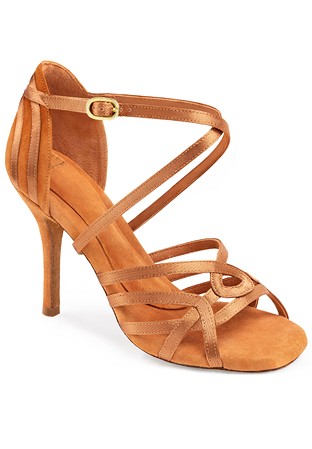 825-X Drizzle Xtra, Light Tan Satin, Ladies Latin Dance Shoes