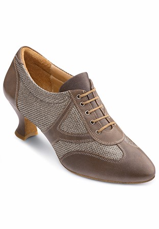 2HB Women Practice Dance Shoes Aurelia-Brown Calf / Gold Shimmer