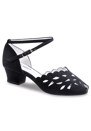 Anna Kern Sabrine 530-35 Low Heel Social Shoes-Black Suede