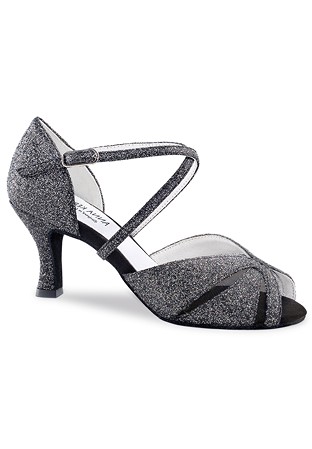 Anna Kern Delphine 780-60 Open Toe Dance Shoes-Black/Silver Sparkle