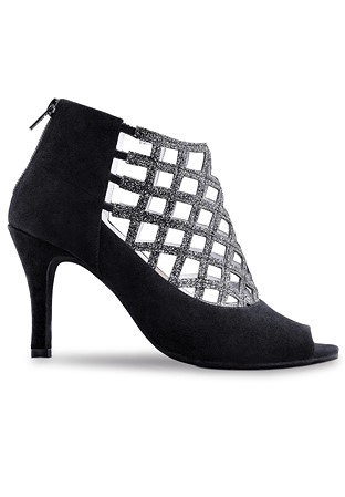 Anna Kern 845-75 Social Dance Ankle Boots-Black Suede/Sparkle