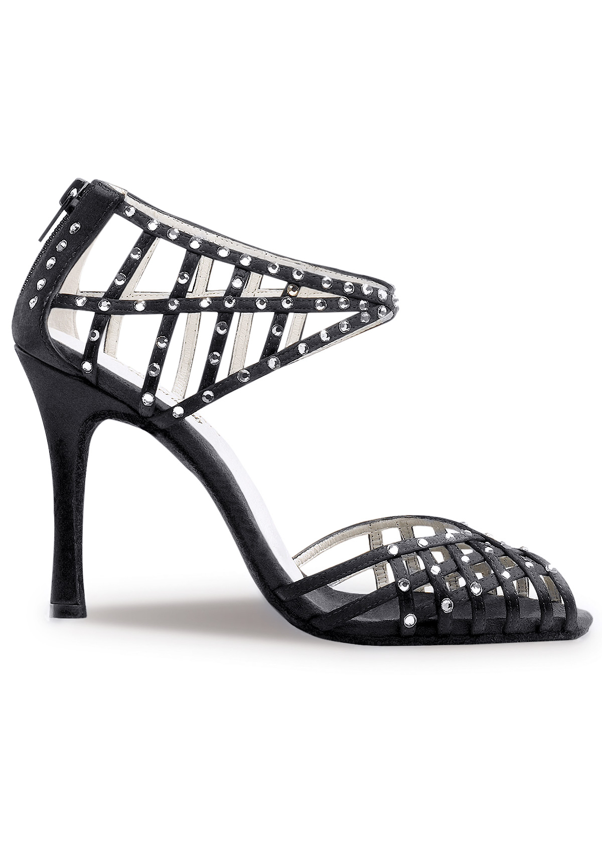 Anna Kern 947-90 Womens Dance Shoes-Black Satin