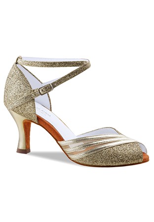 Anna Kern Charlize Ladies Social Shoes-Brocade/Nappa Gold