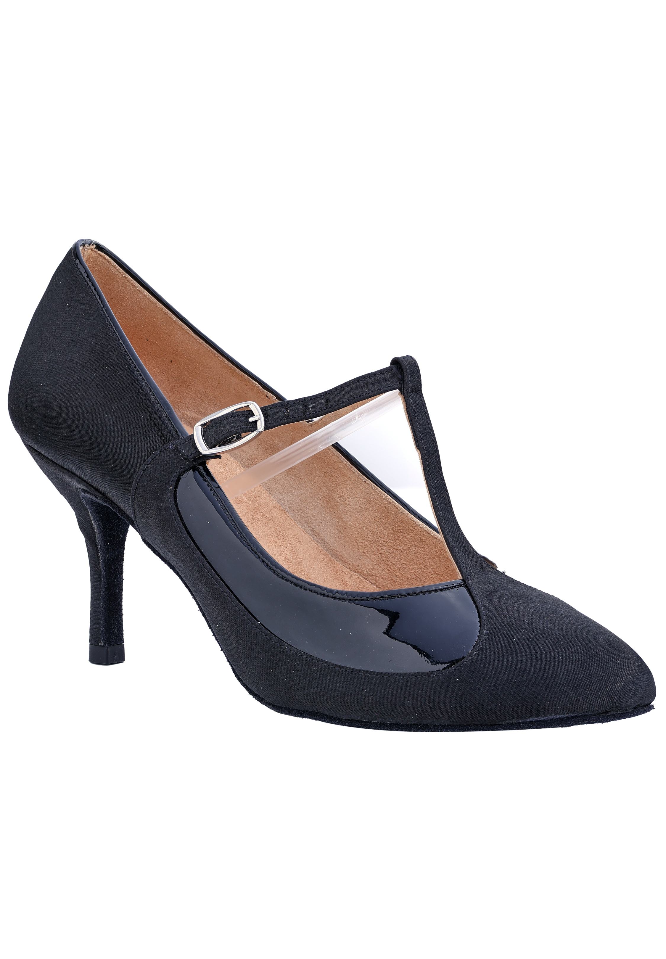 Bea Ballroom Shoes-Black Satin / Black Patent