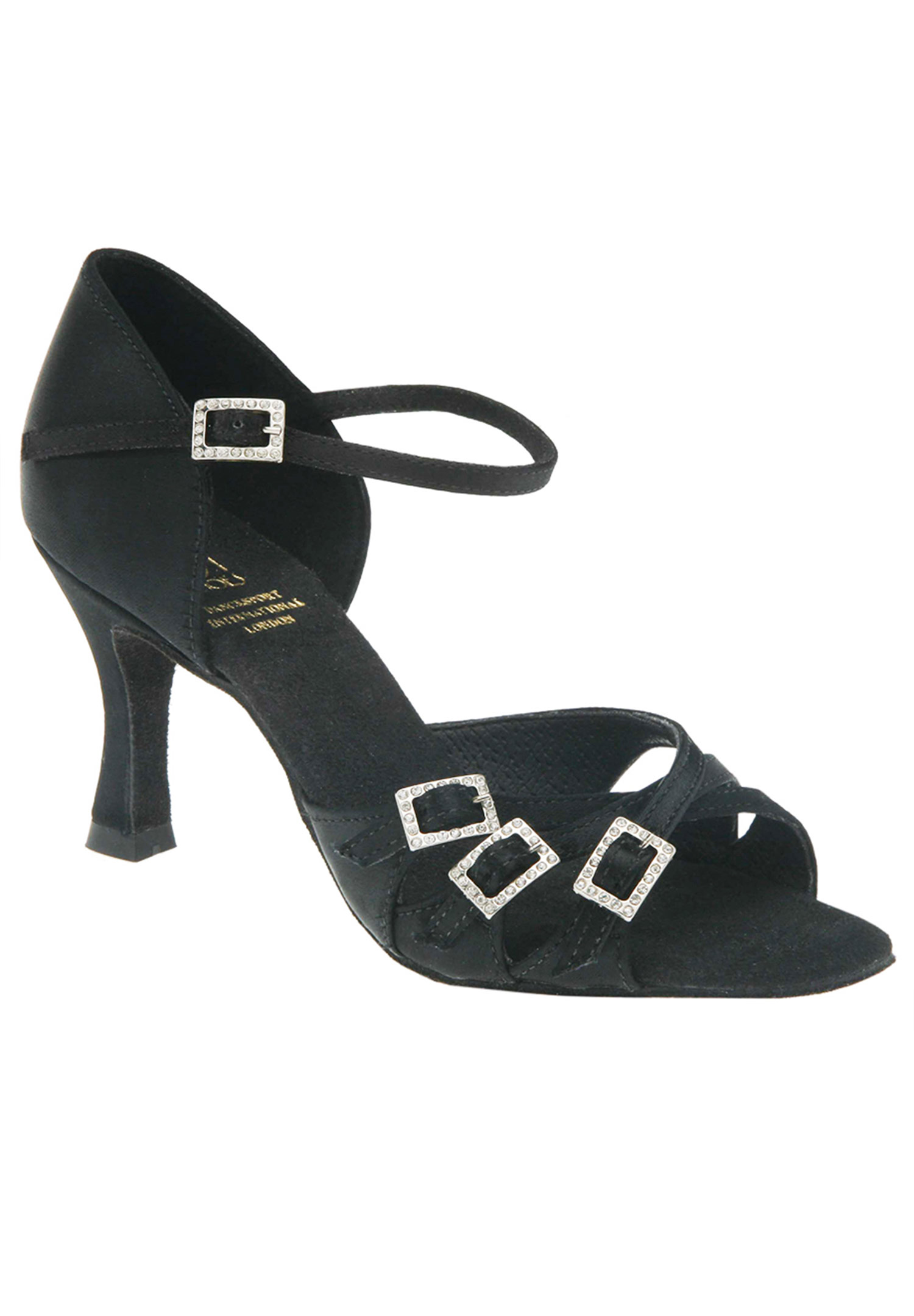 DSI Avila Latin Shoes 5235-Black Satin
