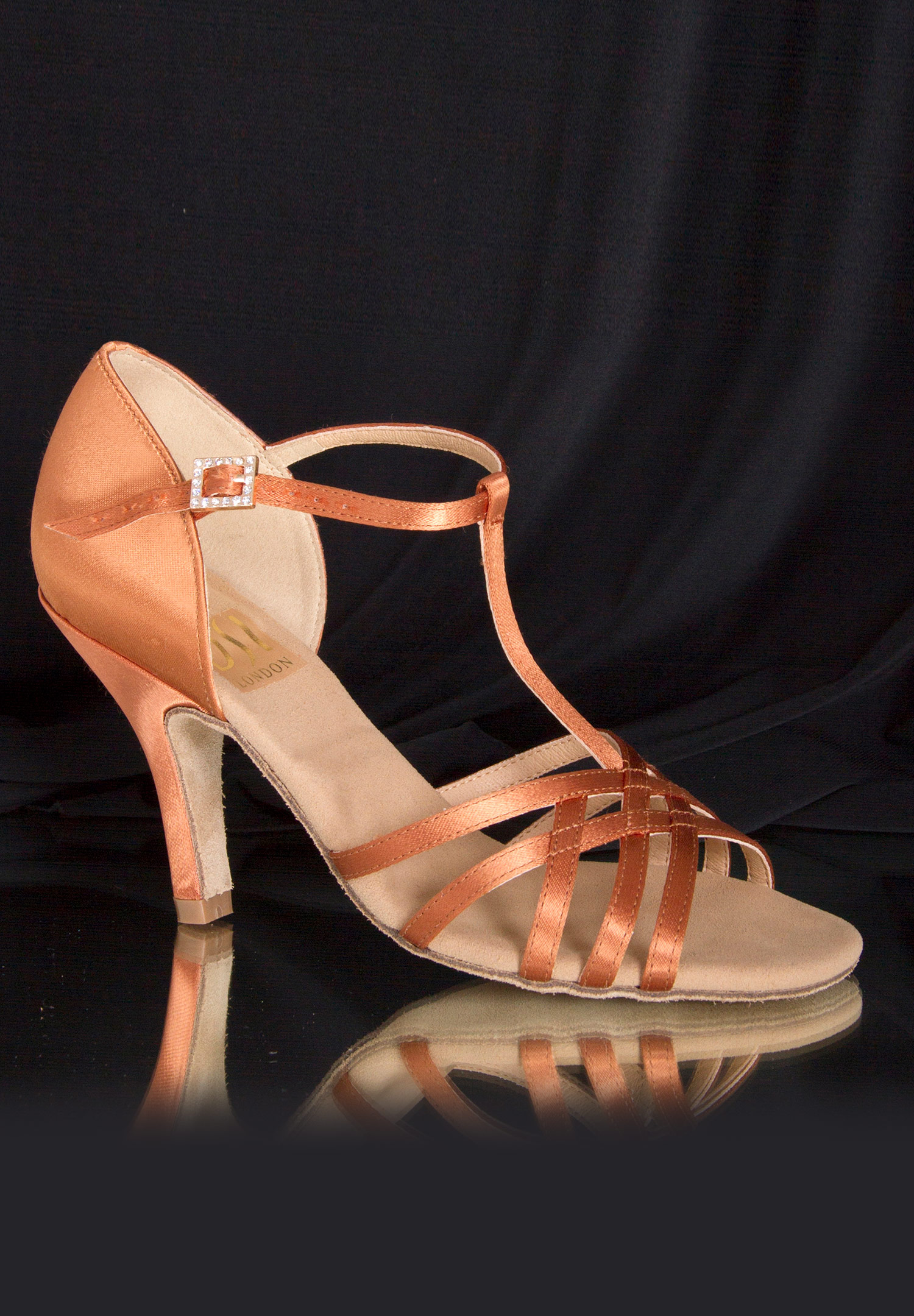 DSI Minerva Latin Shoes 5441-Tan Satin