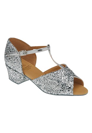 DSI Girls Dance Shoes Liliana 113-Silver Glitter & Coag