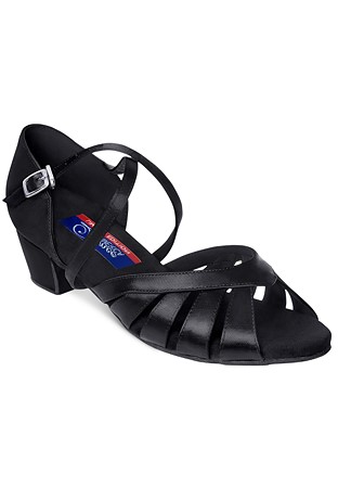 Dance America Hampton Ladies Social Shoes-Black Satin