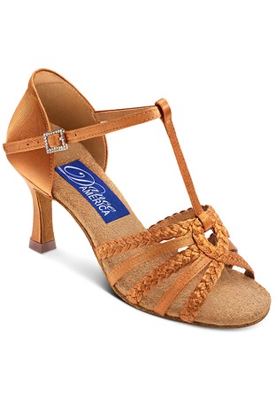 Dance America Madison Latin Sandal-Dark Tan Satin