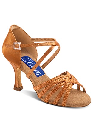 Dance America Miami Latin Dance Sandal-Dark Tan Satin