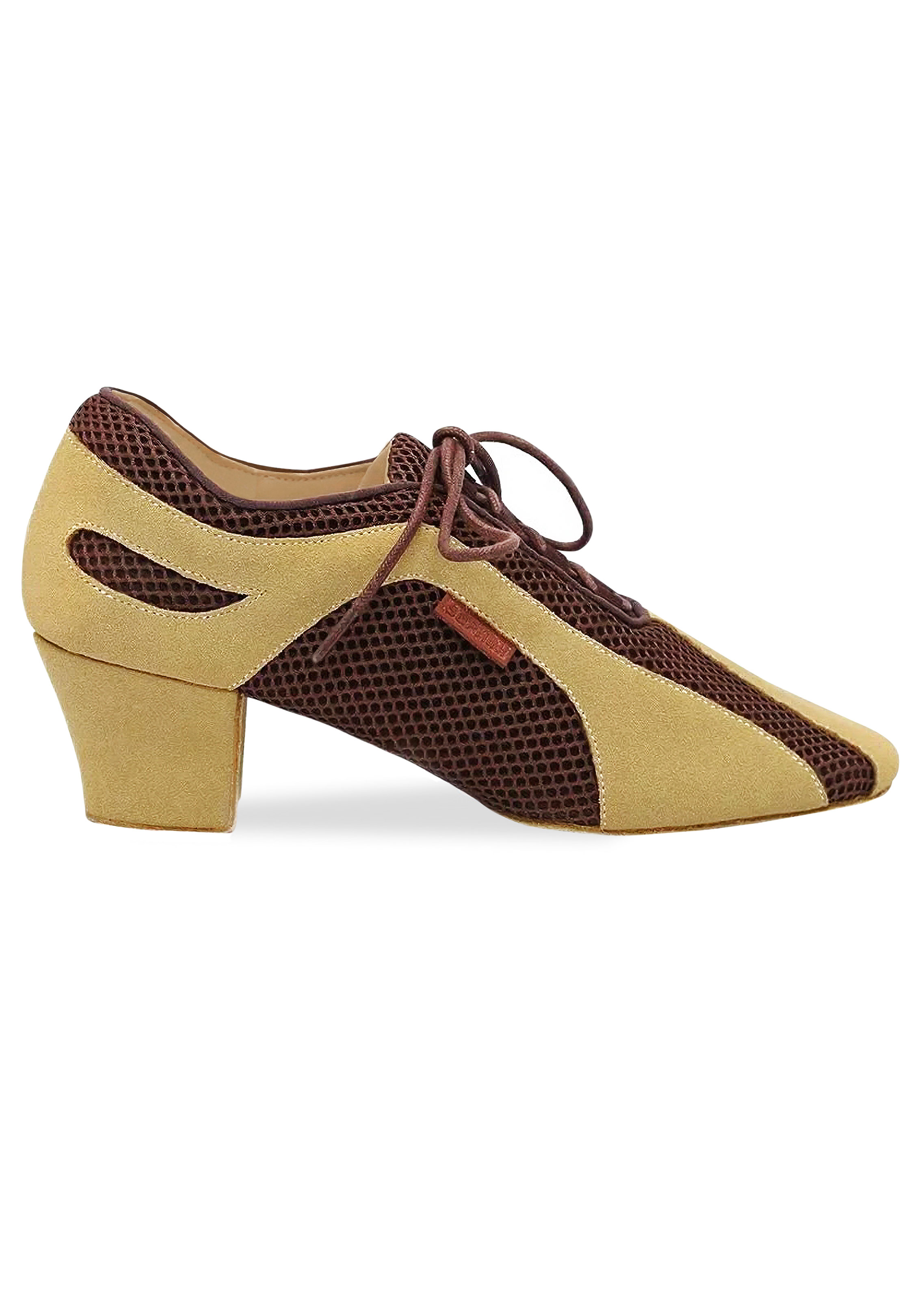 Dance America Sierra Ladies Practice Shoes-Tan Suede/Brown Mesh